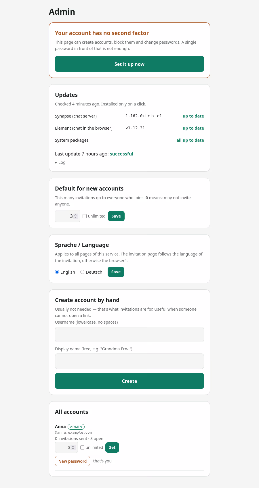 WebGui for Usermanagement, Adminpanel secured by 2FA
